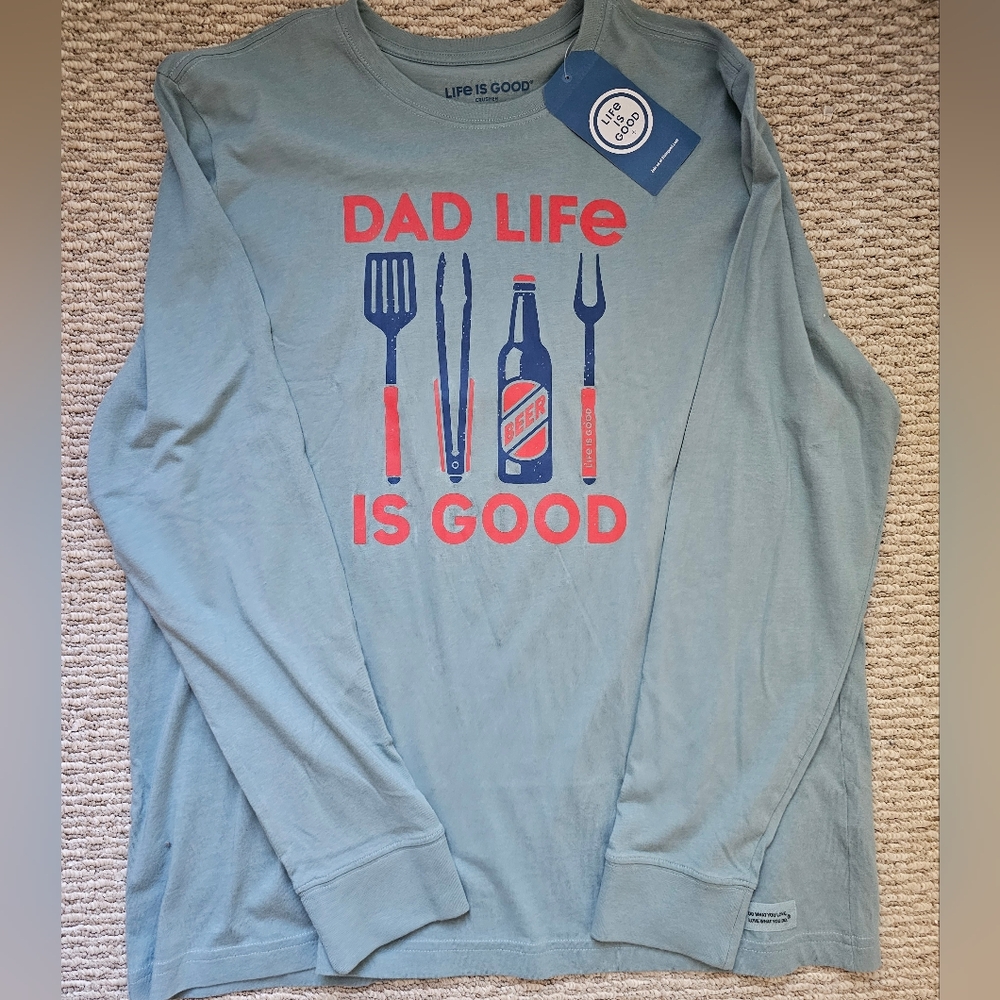 NWT Mens LIG "Dad Life Is Good" Long-sleeve Crusher Tee Sz L